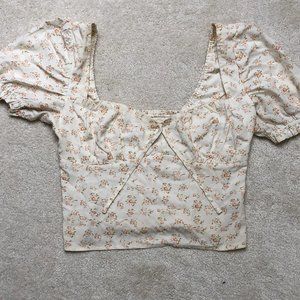 Cream Coloured Floral Urban Outfitters Top